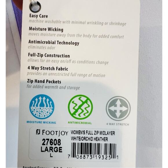 FOOTJOY Women Full Zip Panel Pocket Midlayer Size L Sweatshirt Jacket NEW - Picture 10 of 15